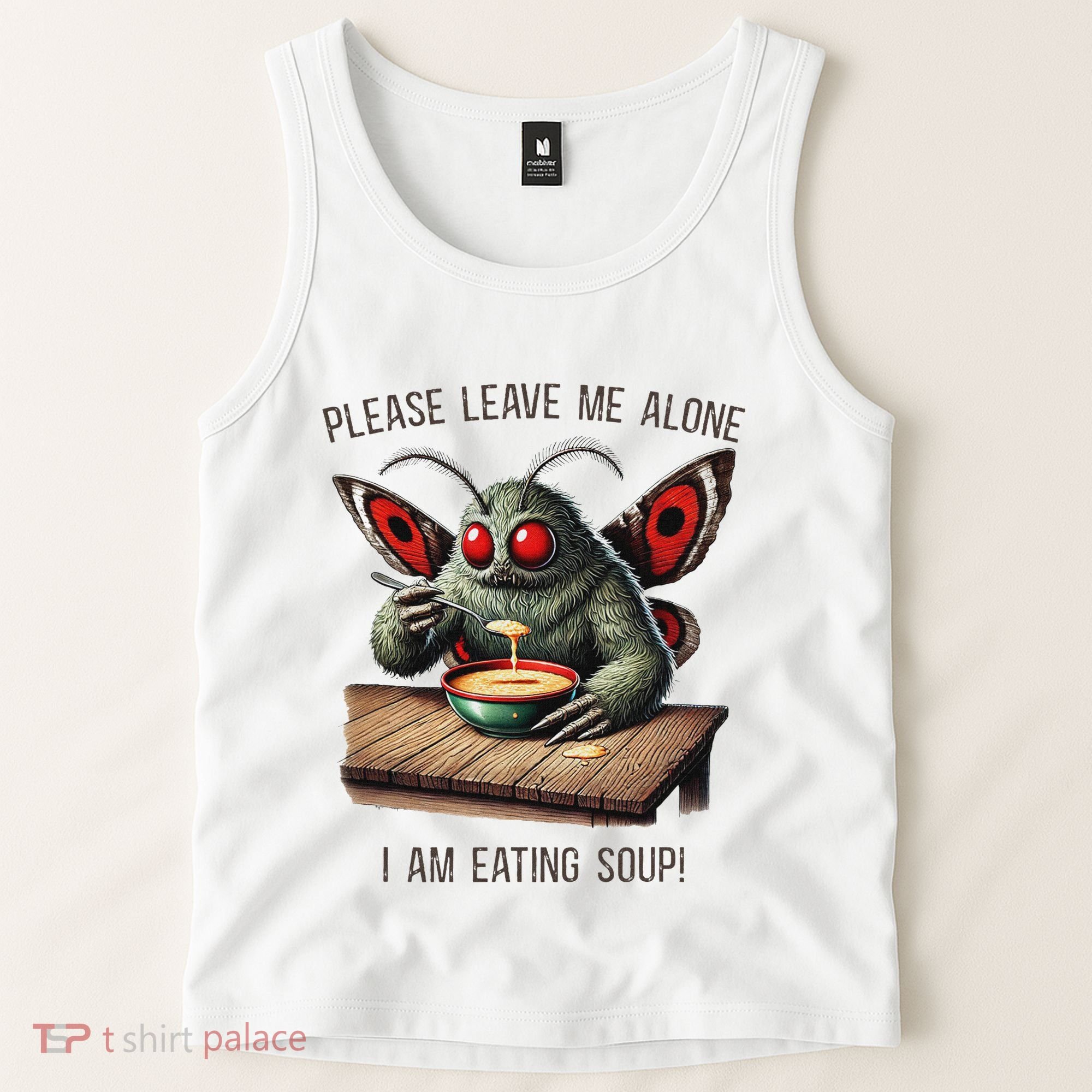 Mothman Cryptozoology Funny Cryptid Mothman Eating Soup Tank Top