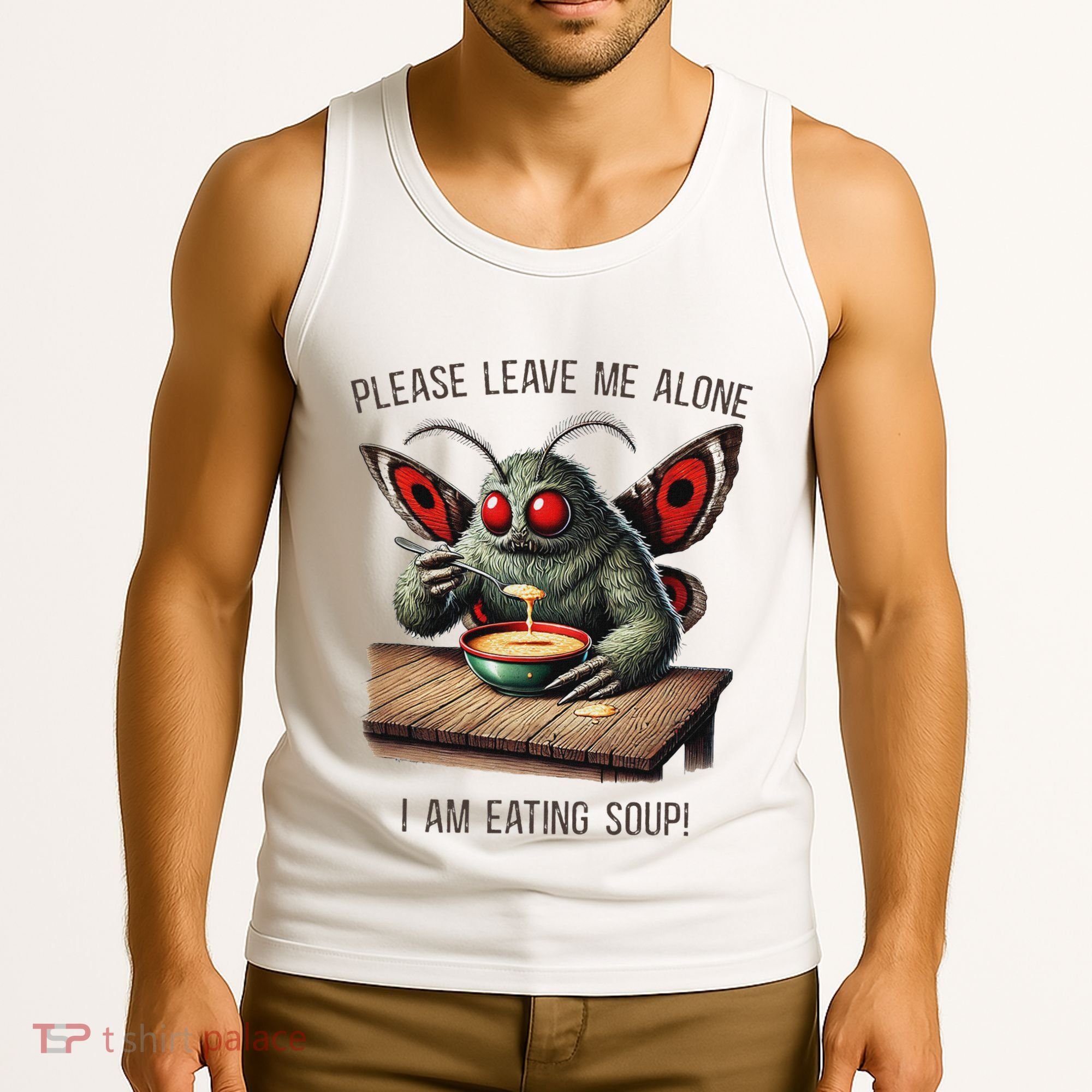 Mothman Cryptozoology Funny Cryptid Mothman Eating Soup Tank Top