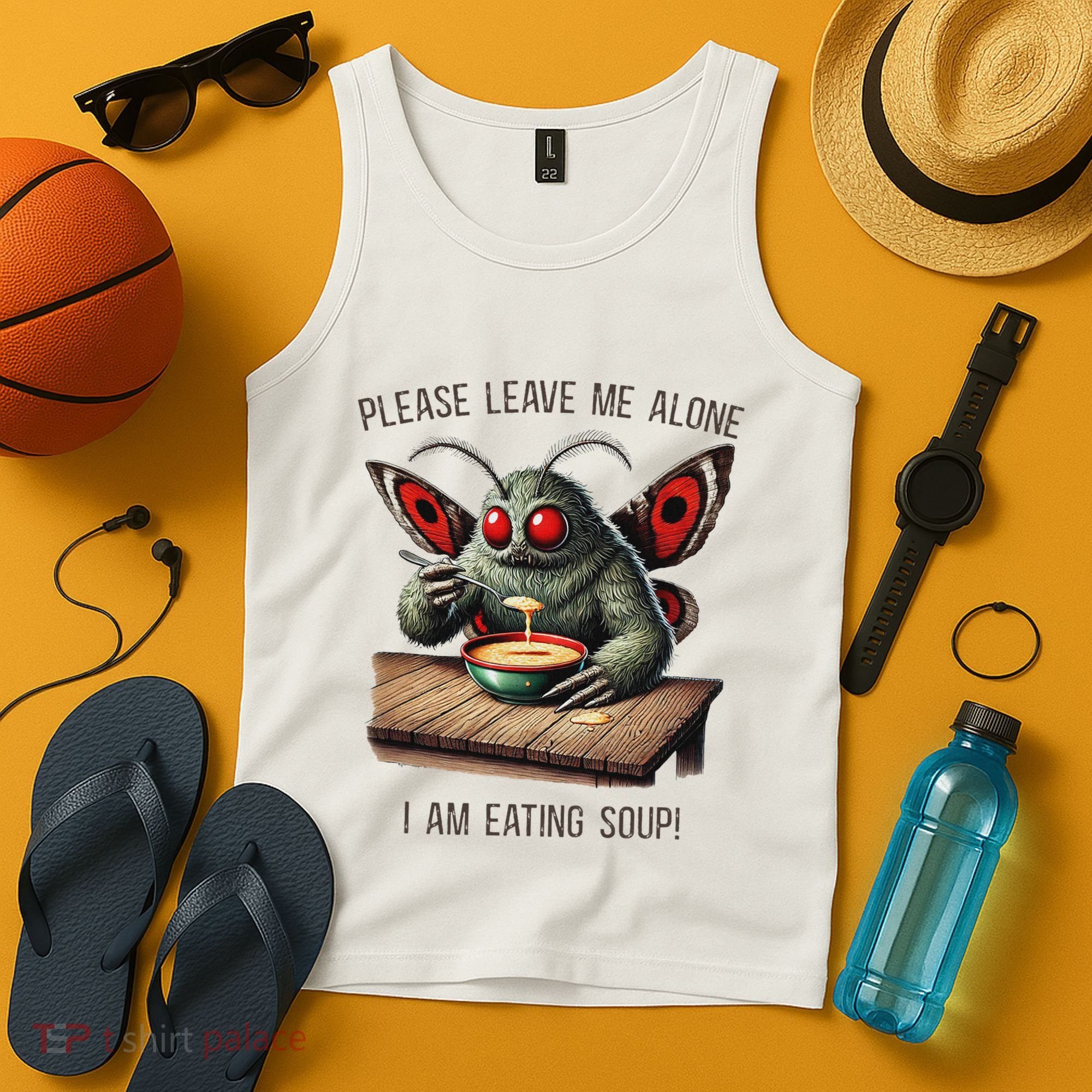 Mothman Cryptozoology Funny Cryptid Mothman Eating Soup Tank Top