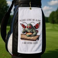Mothman Cryptozoology Funny Cryptid Mothman Eating Soup Golf Towel thumb 2