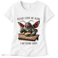 Mothman Cryptozoology Funny Cryptid Mothman Eating Soup Women's T-Shirt thumb 0