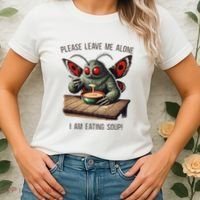 Mothman Cryptozoology Funny Cryptid Mothman Eating Soup Women's T-Shirt thumb 2