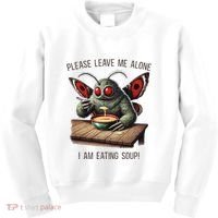 Mothman Cryptozoology Funny Cryptid Mothman Eating Soup Kids Sweatshirt thumb 0