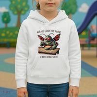 Mothman Cryptozoology Funny Cryptid Mothman Eating Soup Kids Hoodie thumb 3