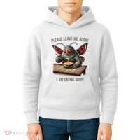 Mothman Cryptozoology Funny Cryptid Mothman Eating Soup Kids Hoodie thumb 4