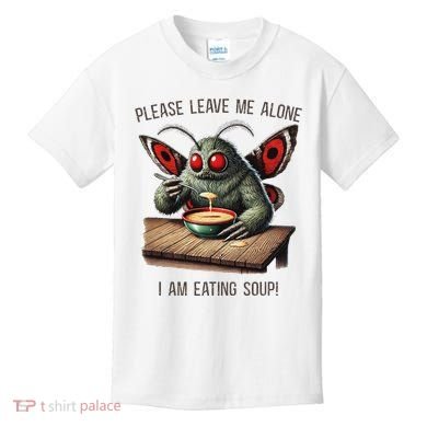 Mothman Cryptozoology Funny Cryptid Mothman Eating Soup Kids T-Shirt