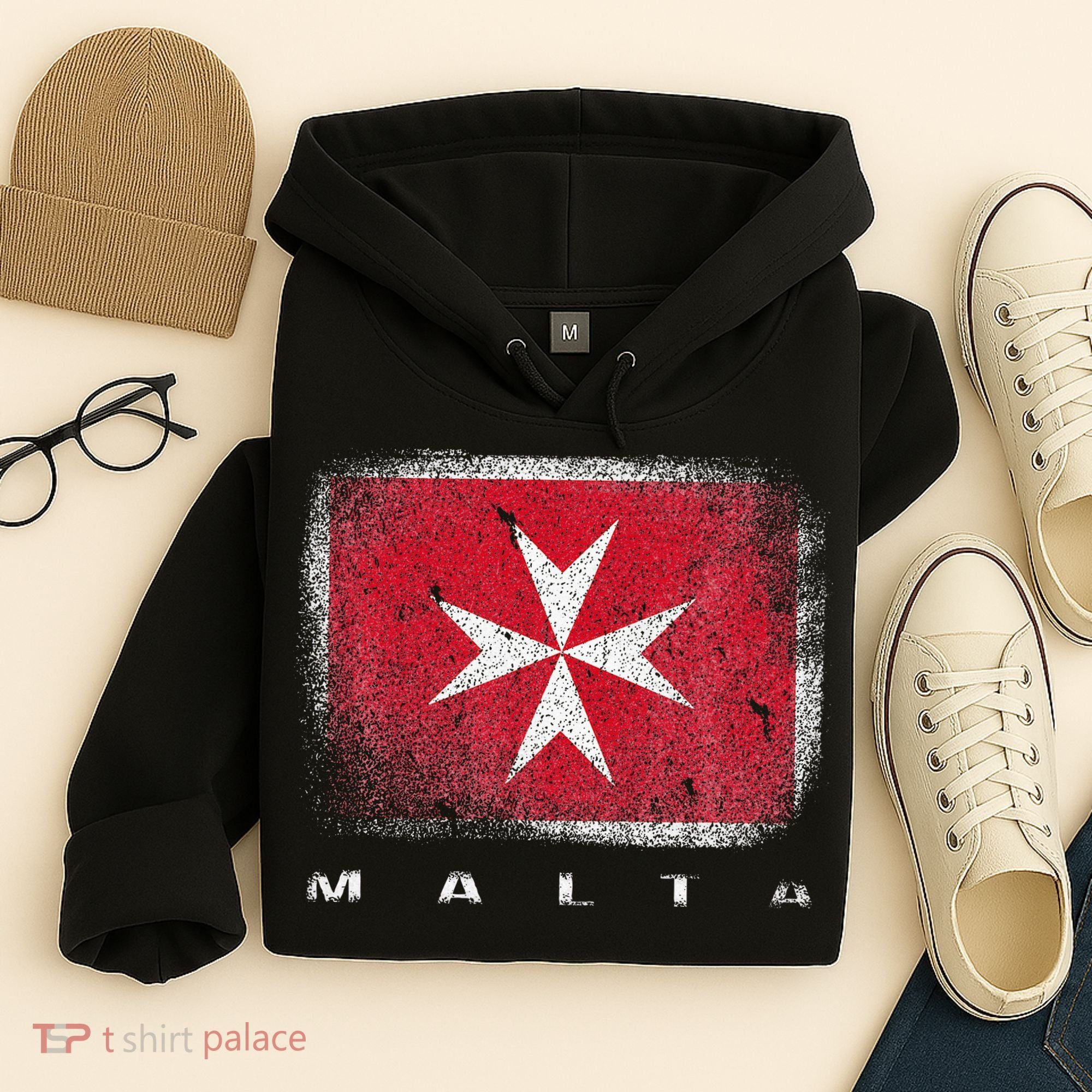 Maltese Cross Flag Malta Love Gift Souvenir Hoodie