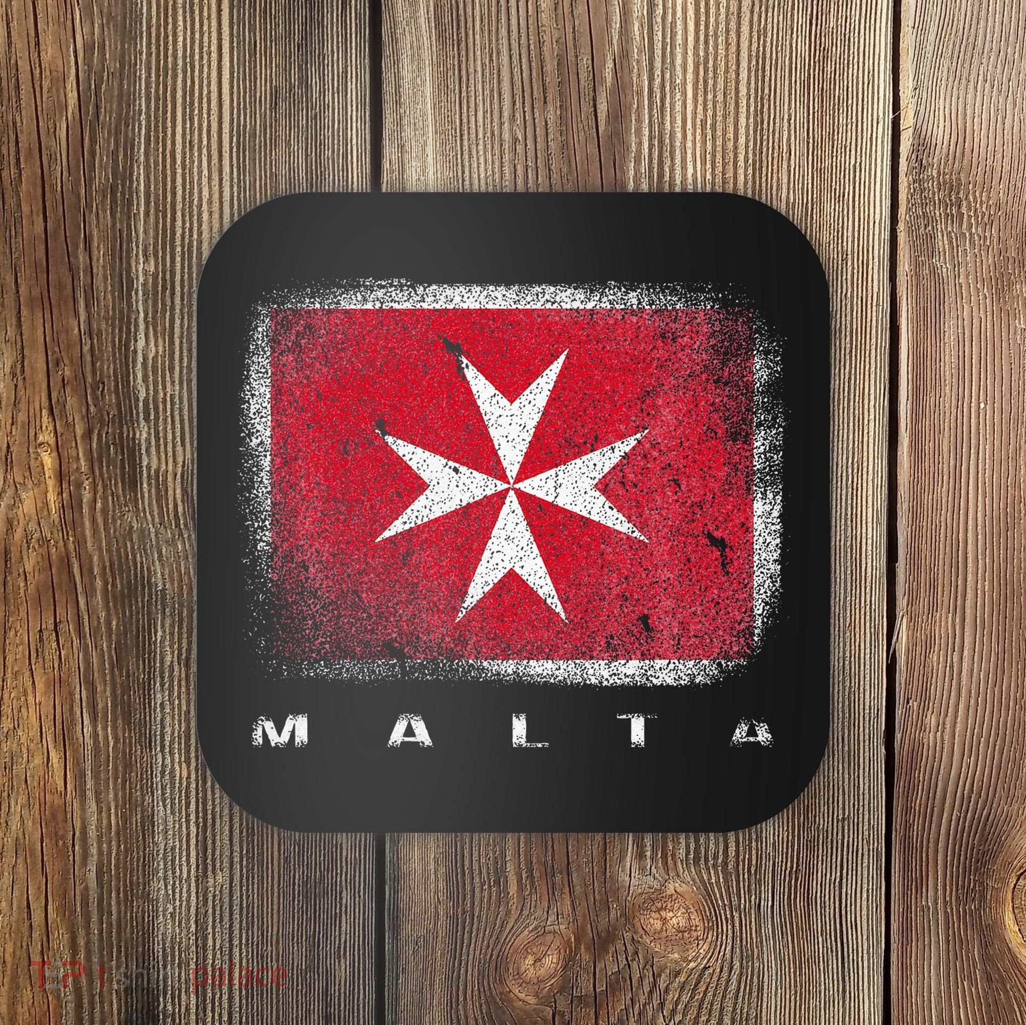 Maltese Cross Flag Malta Love Gift Souvenir Coaster