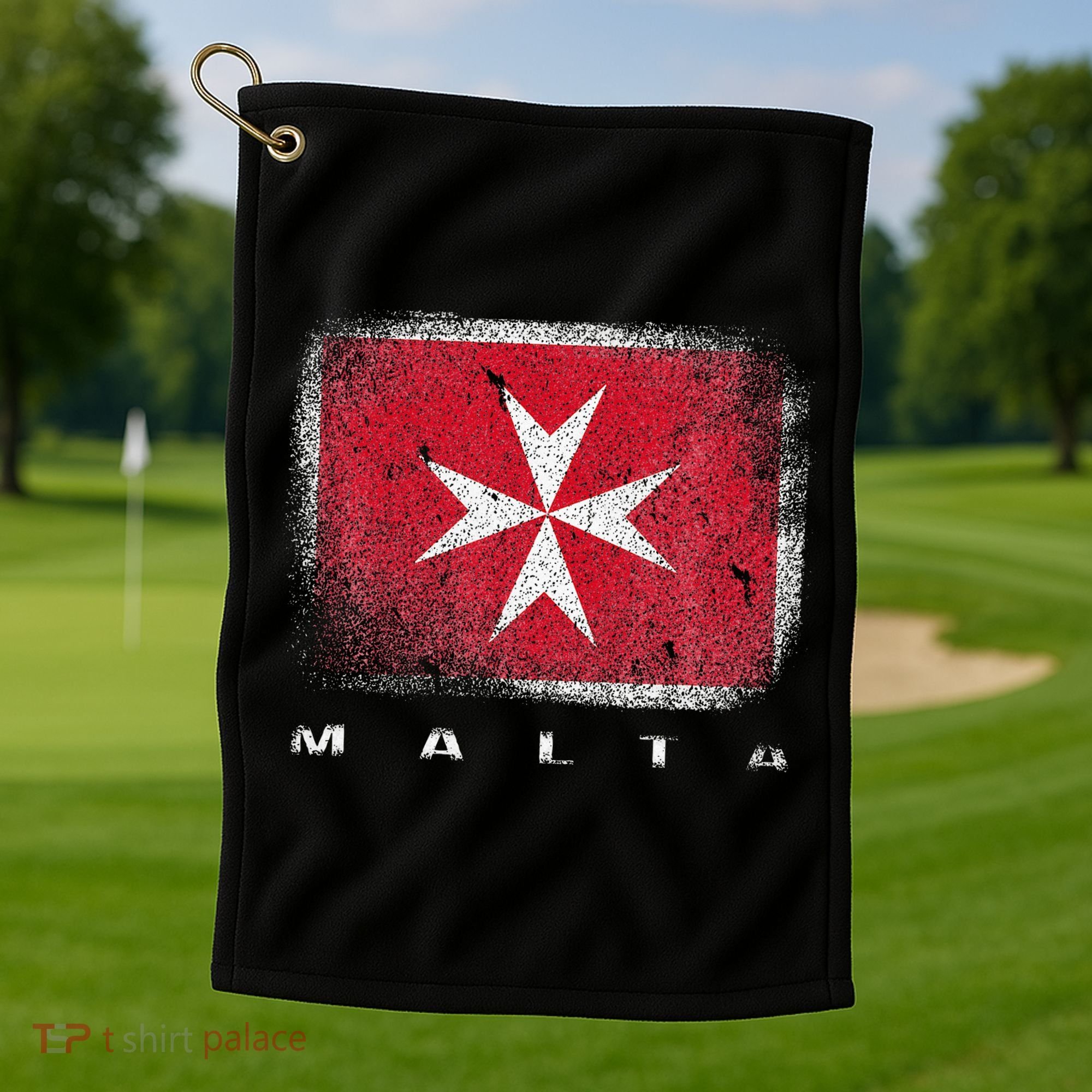 Maltese Cross Flag Malta Love Gift Souvenir Golf Towel