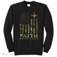 Military Camo Faith Over Fear Inspirational Christian Sweatshirt thumb 0