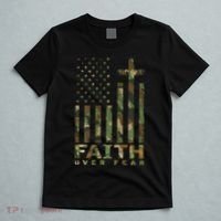 Military Camo Faith Over Fear Inspirational Christian T-Shirt thumb 5