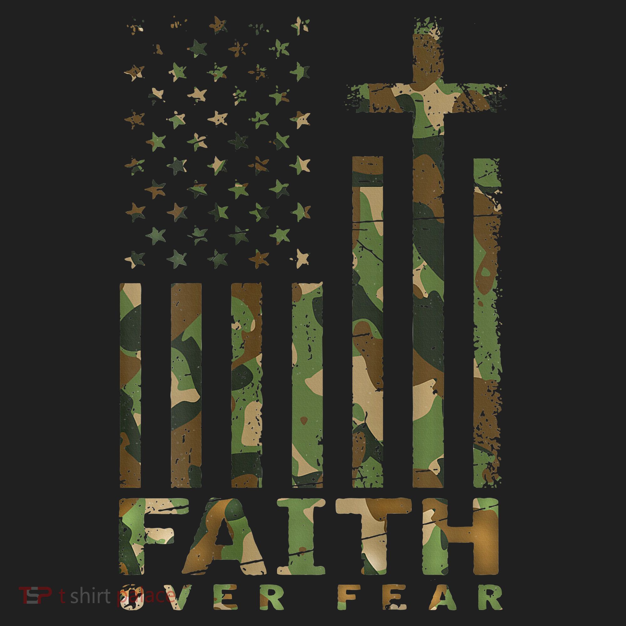 Military Camo Faith Over Fear Inspirational Christian Beanie
