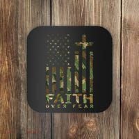 Military Camo Faith Over Fear Inspirational Christian Coaster thumb 0