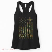 Military Camo Faith Over Fear Inspirational Christian Women's Tank Top thumb 0