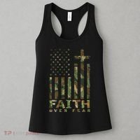 Military Camo Faith Over Fear Inspirational Christian Women's Tank Top thumb 3