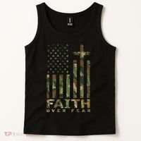 Military Camo Faith Over Fear Inspirational Christian Tank Top thumb 2