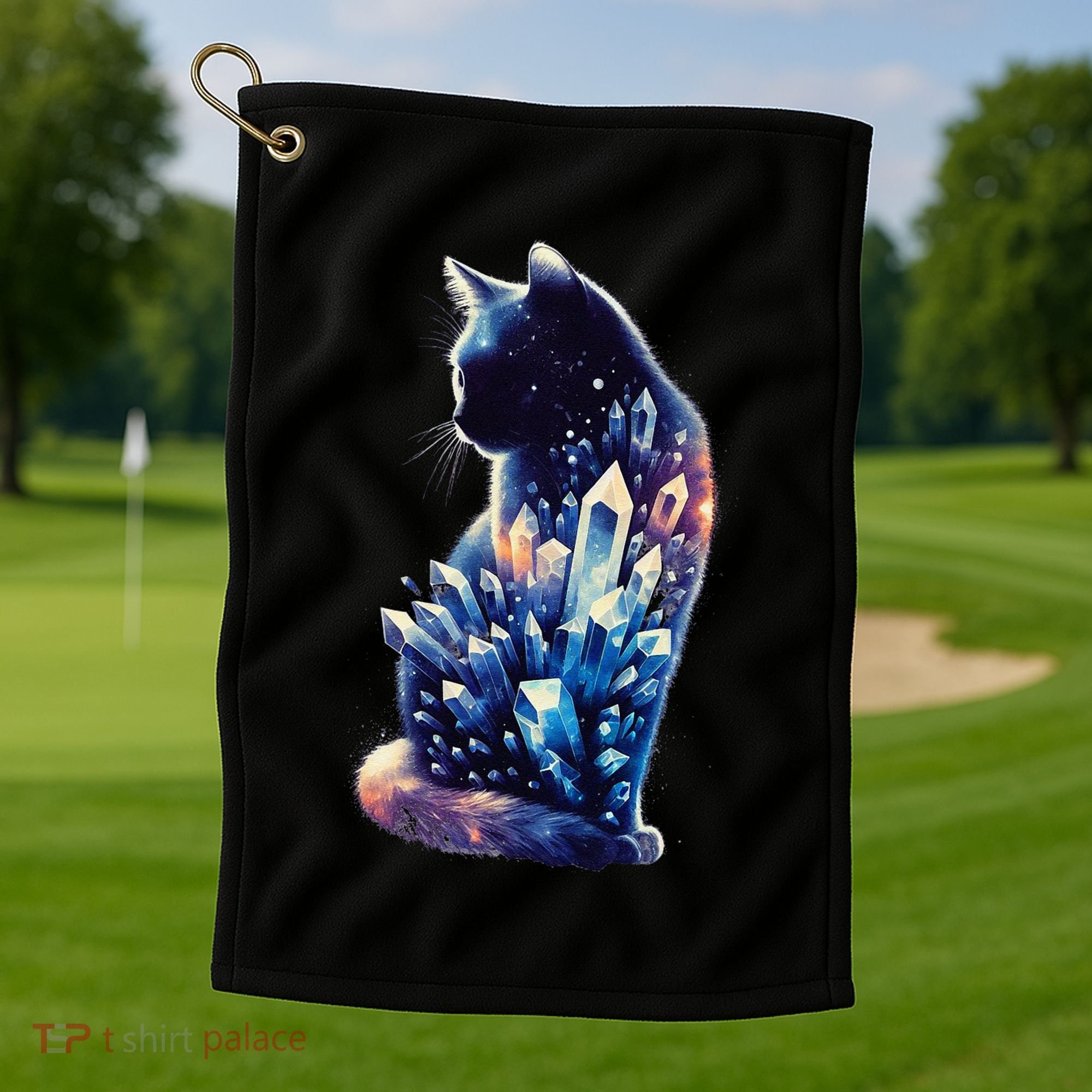 Mystical Cat Fusion Beautiful Celestial Unique Golf Towel