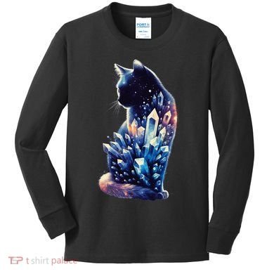 Mystical Cat Fusion Beautiful Celestial Unique Kids Long Sleeve Shirt