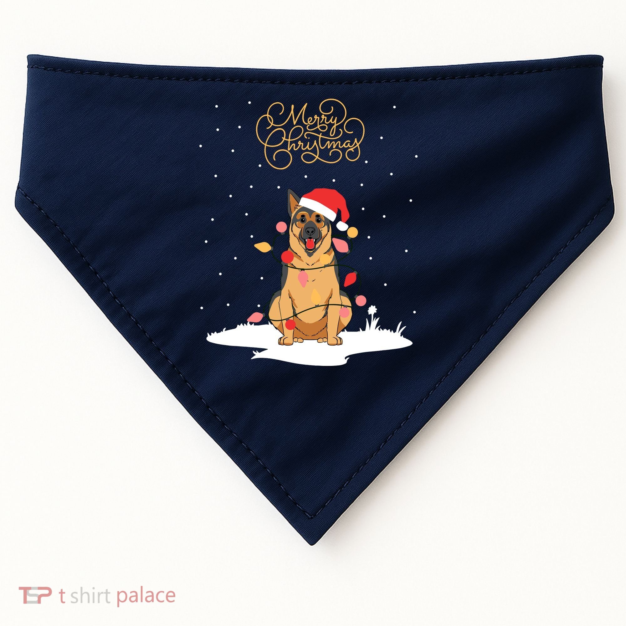 Merry Christmas Funny Xmas Christmas German Shepherd USA-Made Doggie Bandana