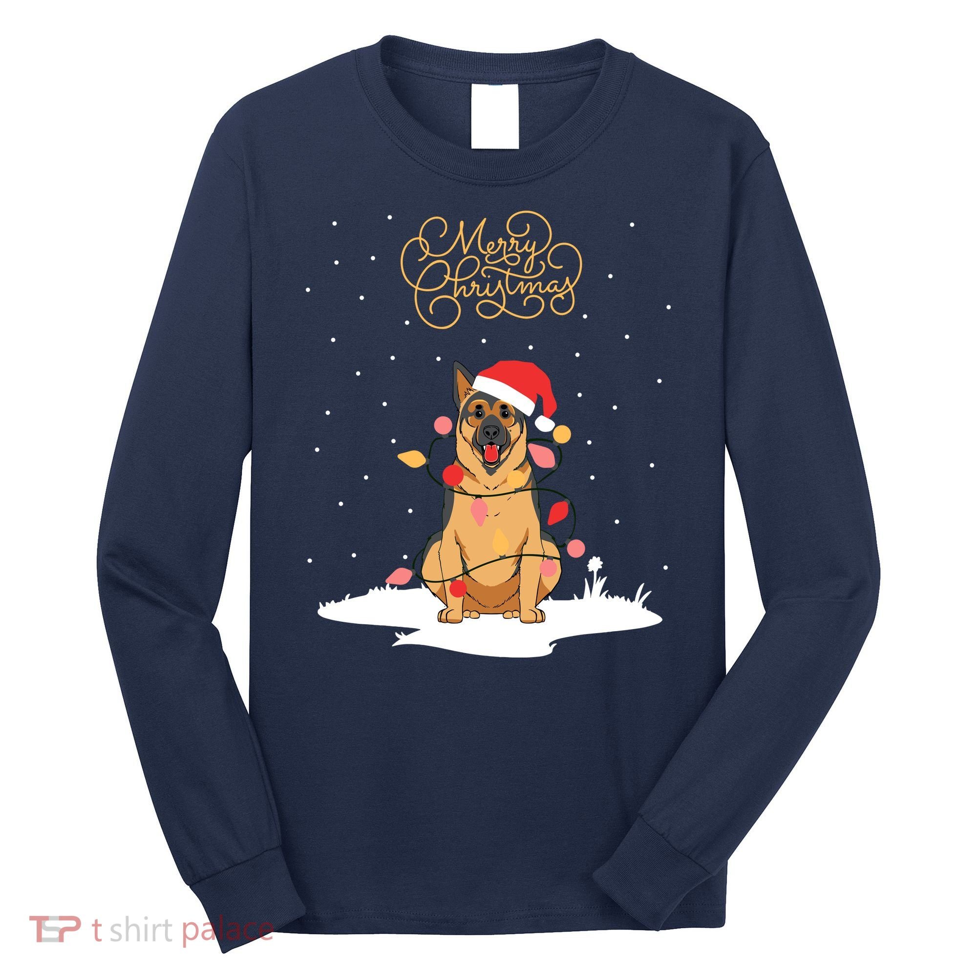 Merry Christmas Funny Xmas Christmas German Shepherd Long Sleeve Shirt