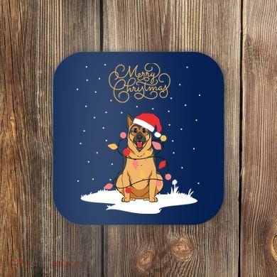 Merry Christmas Funny Xmas Christmas German Shepherd Coaster