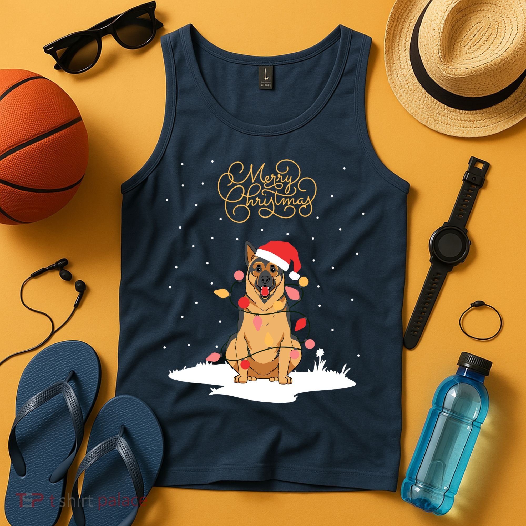 Merry Christmas Funny Xmas Christmas German Shepherd Tank Top
