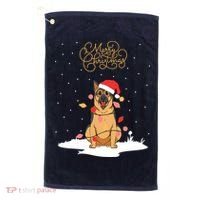 Merry Christmas Funny Xmas Christmas German Shepherd Golf Towel thumb 0