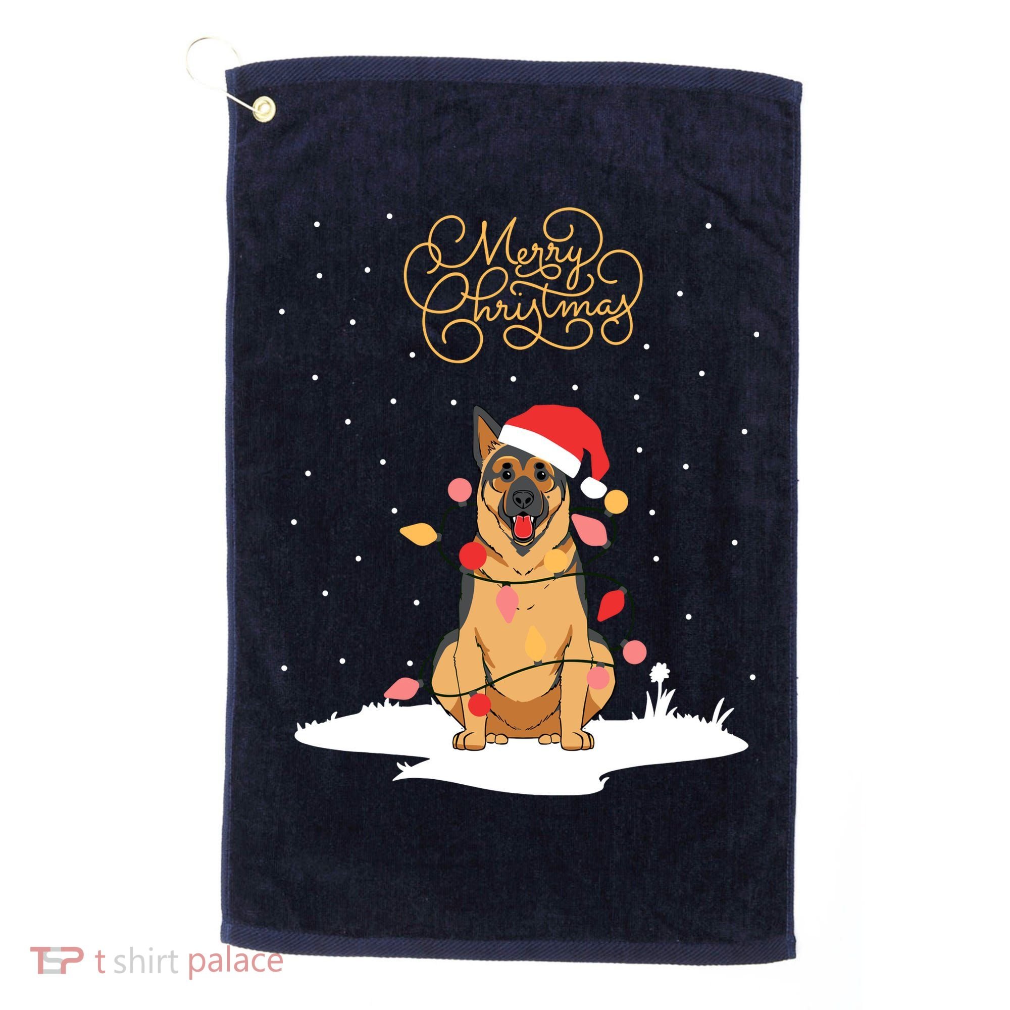 Merry Christmas Funny Xmas Christmas German Shepherd Golf Towel