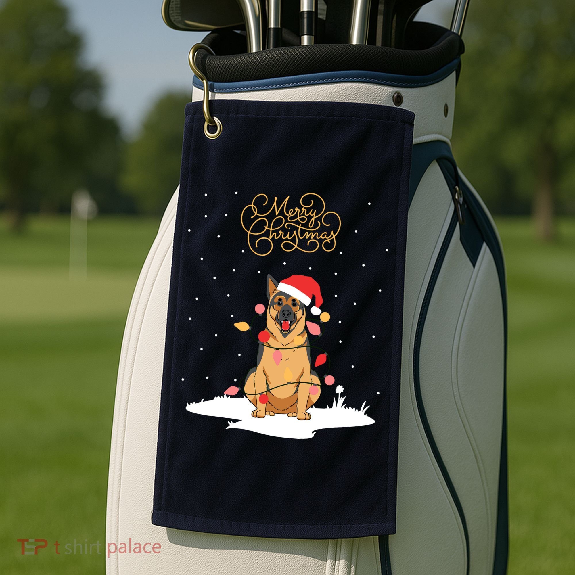 Merry Christmas Funny Xmas Christmas German Shepherd Golf Towel