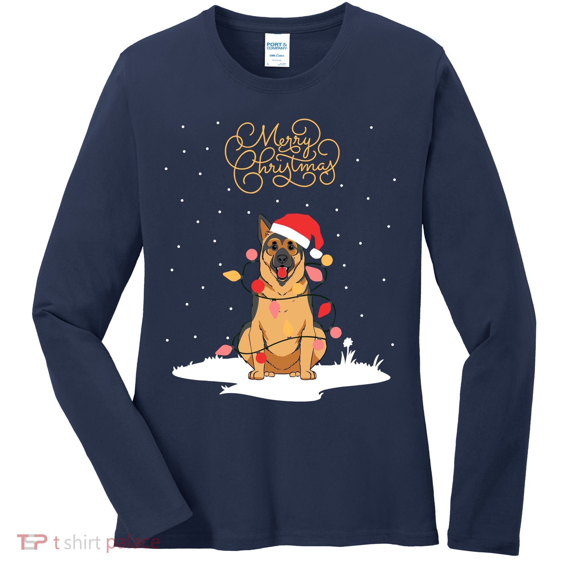 Merry Christmas Funny Xmas Christmas German Shepherd Women's Long Sleeve Shirt
