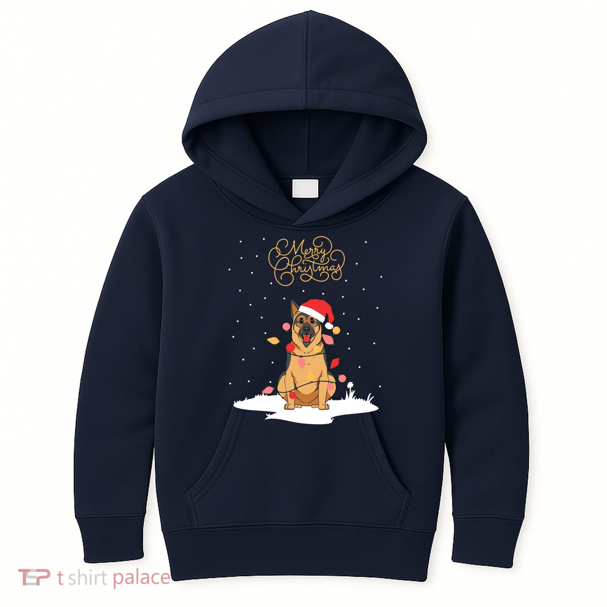 Merry Christmas Funny Xmas Christmas German Shepherd Kids Hoodie