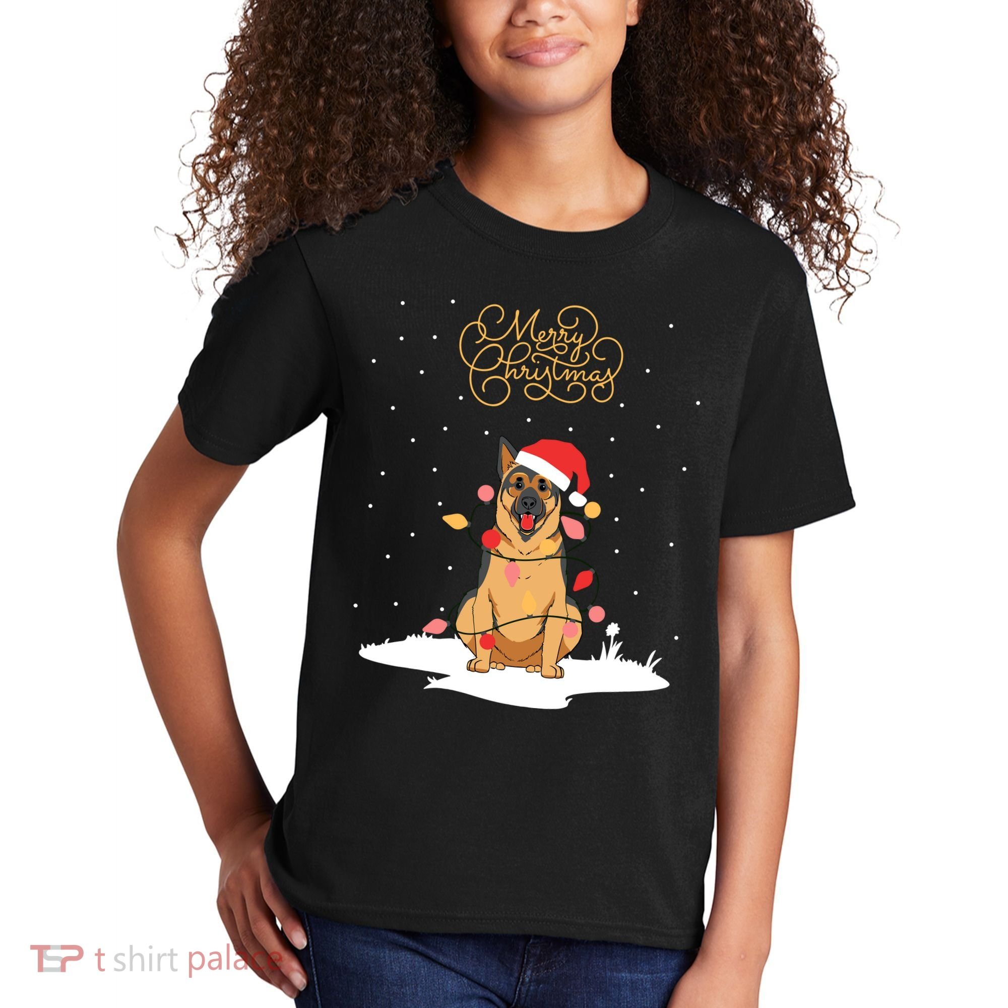 Merry Christmas Funny Xmas Christmas German Shepherd Kids T-Shirt
