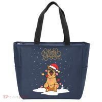 Merry Christmas Funny Xmas Christmas German Shepherd Tote Bag thumb 0