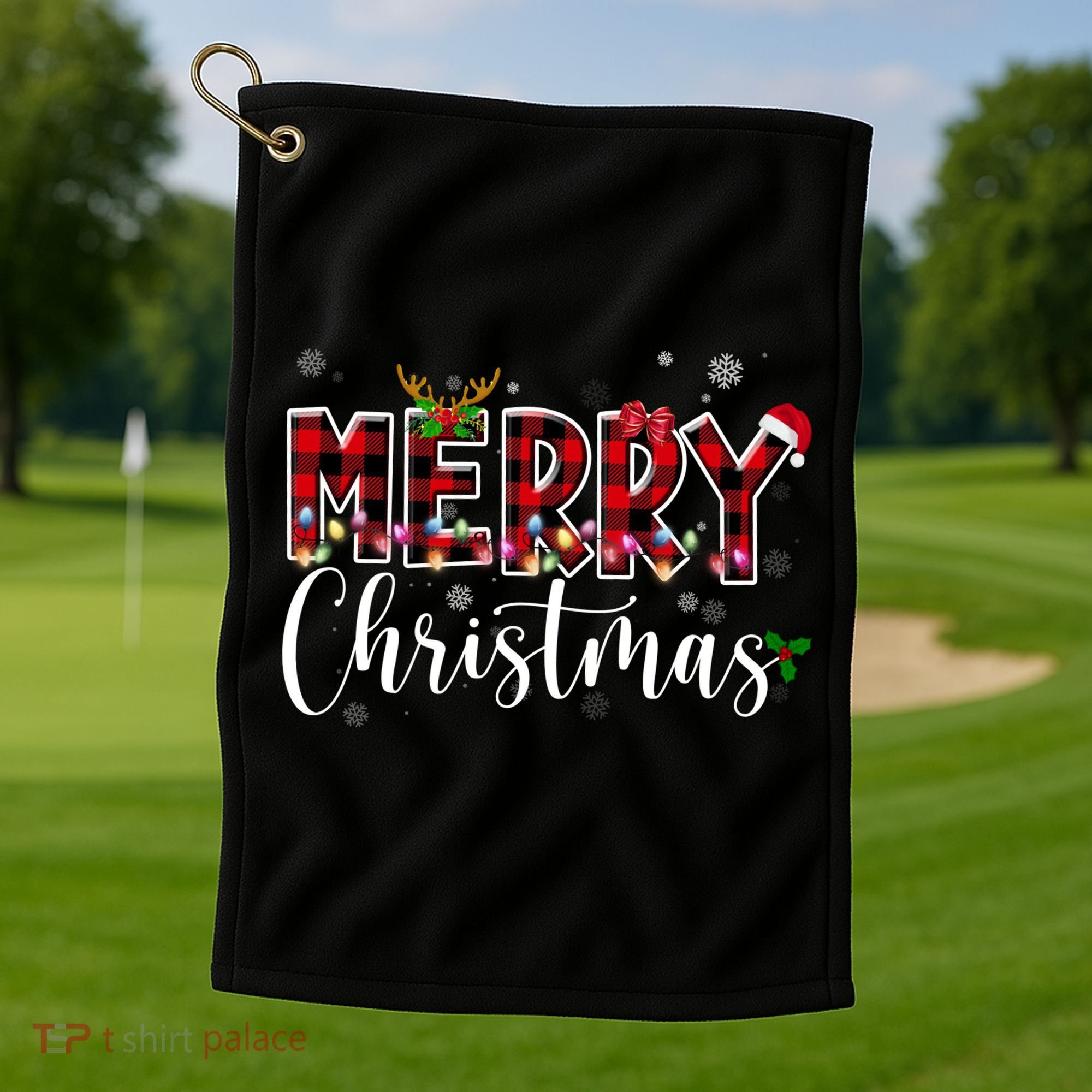 Merry Christmas Festive Cute Holiday Golf Towel