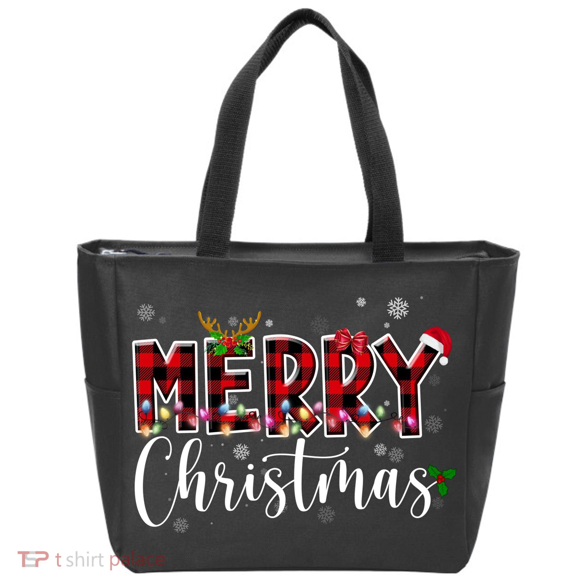 Merry Christmas Festive Cute Holiday Tote Bag