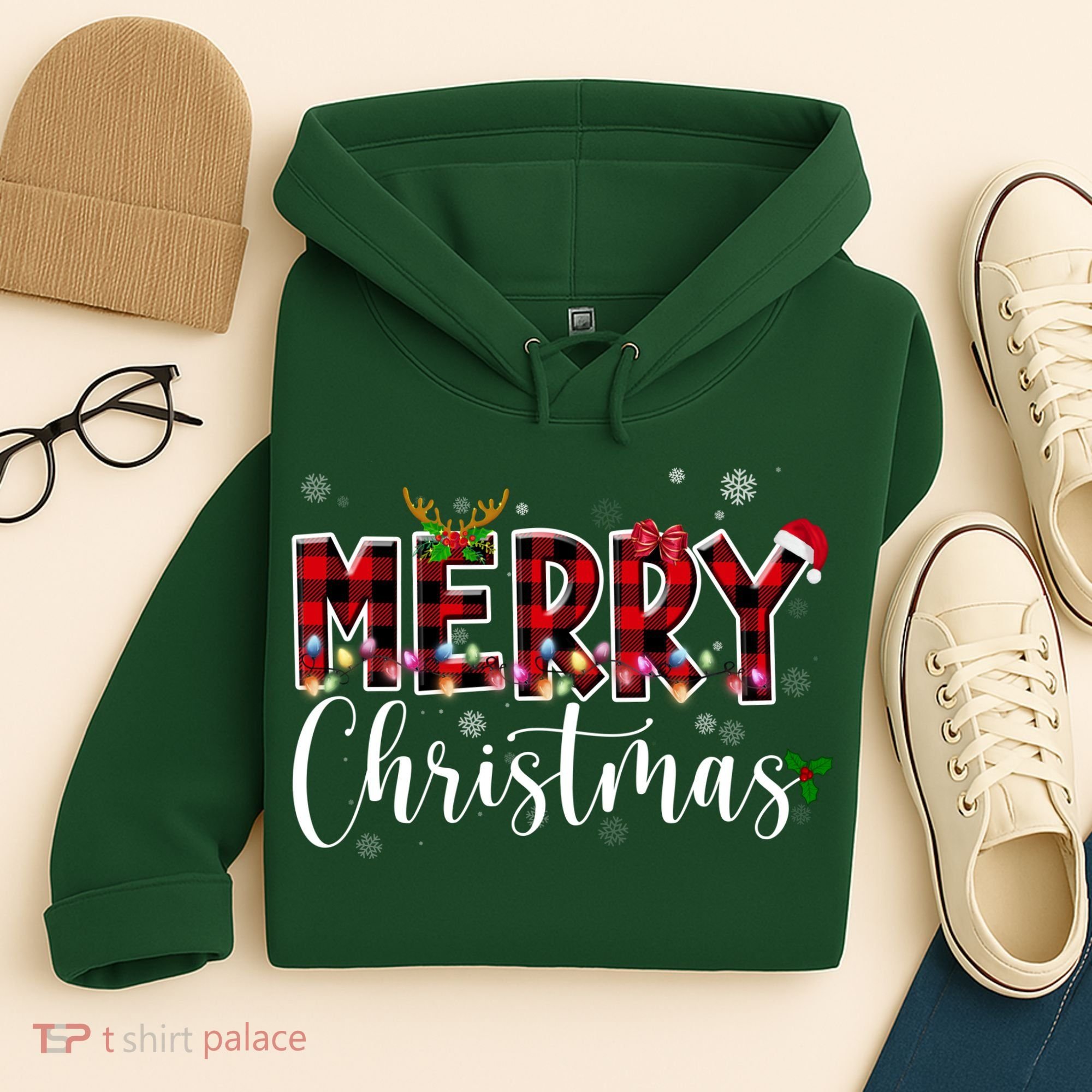 Merry Christmas Festive Cute Holiday Hoodie