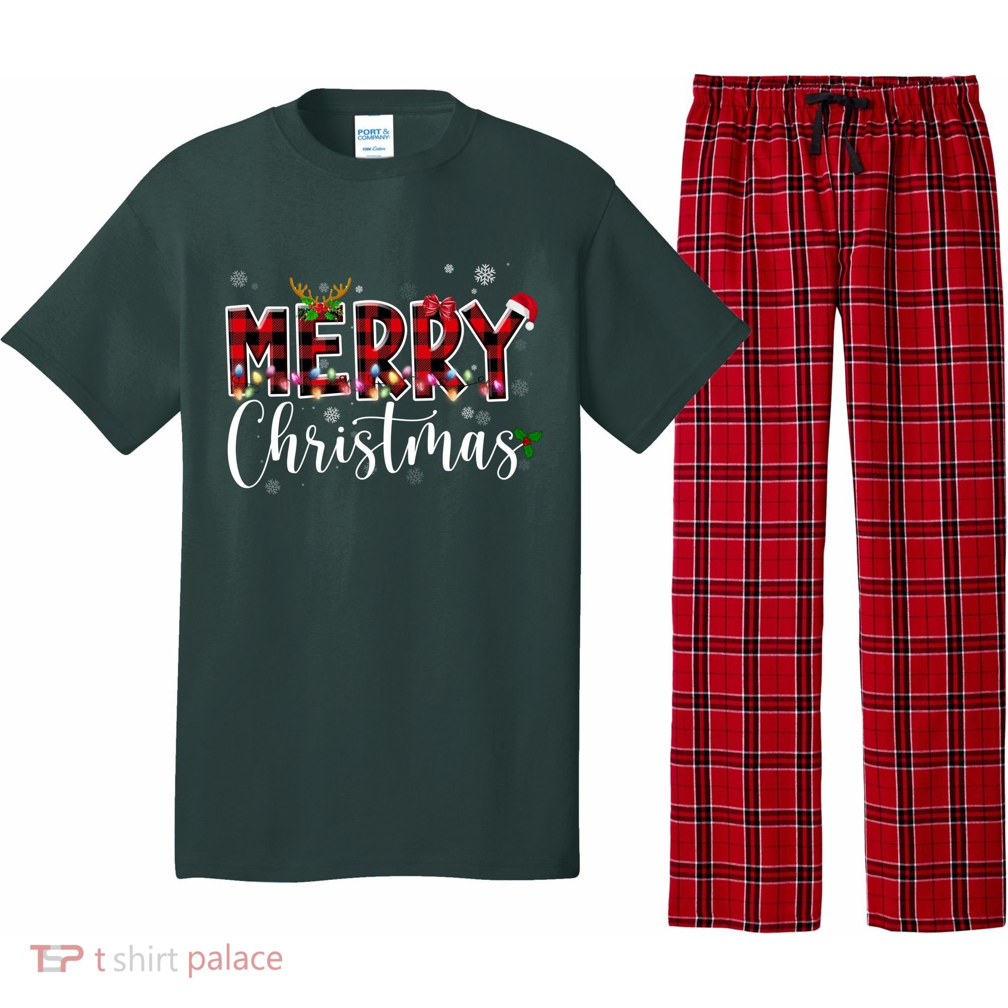 Merry Christmas Festive Cute Holiday Pajama Set