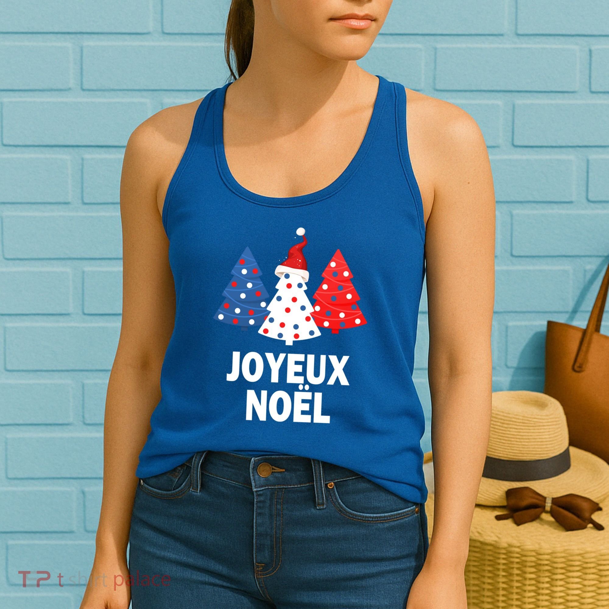 Merry Christmas French Tree France Lovers Flag Joyeux Noel Gift Women's Tank Top