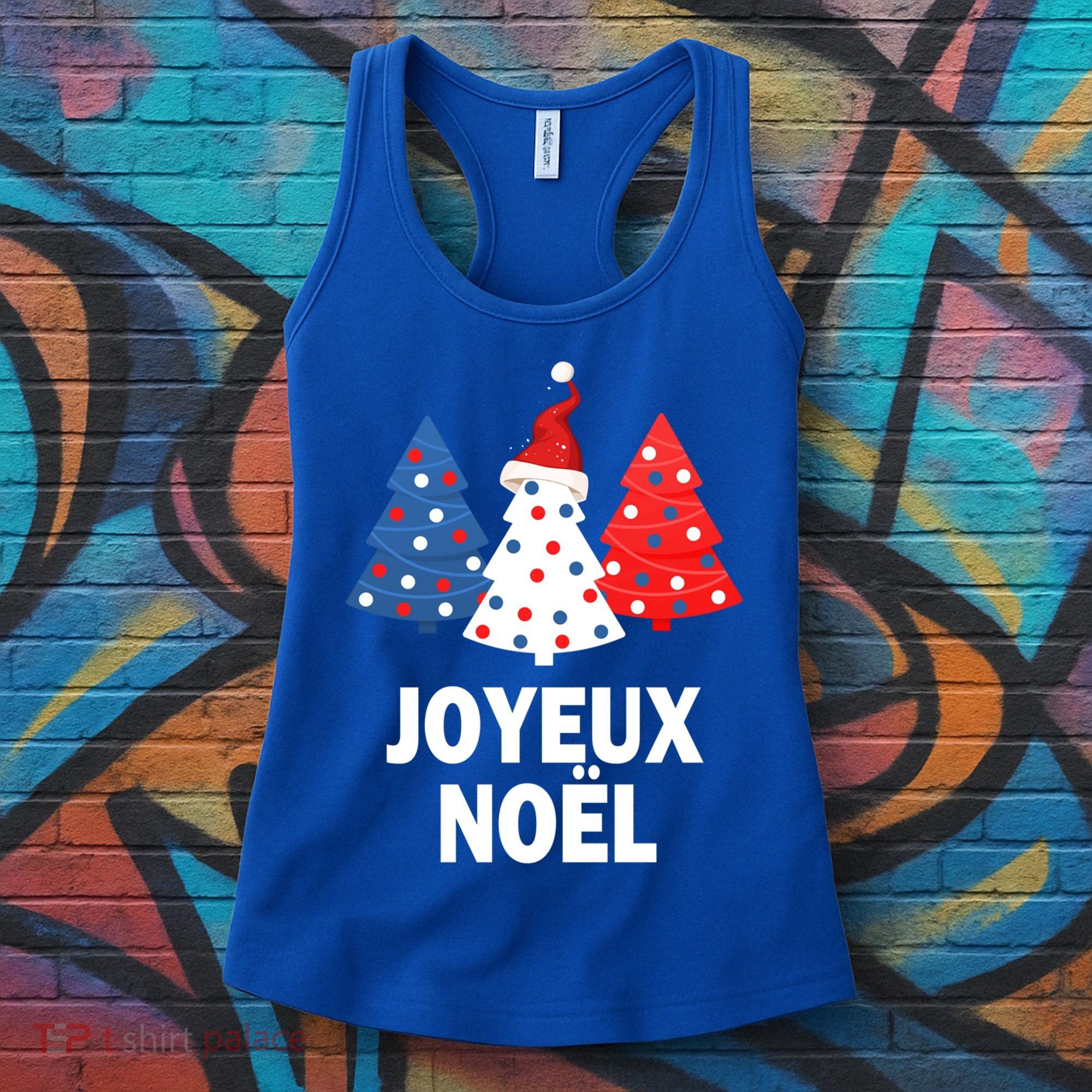 Merry Christmas French Tree France Lovers Flag Joyeux Noel Gift Women's Tank Top