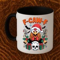 Merry Christmas F-Caw-F Chicken Spooky Skull Coffee Mug thumb 2