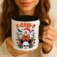 Merry Christmas F-Caw-F Chicken Spooky Skull Coffee Mug thumb 3