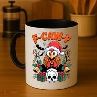 Merry Christmas F-Caw-F Chicken Spooky Skull Coffee Mug thumb 4