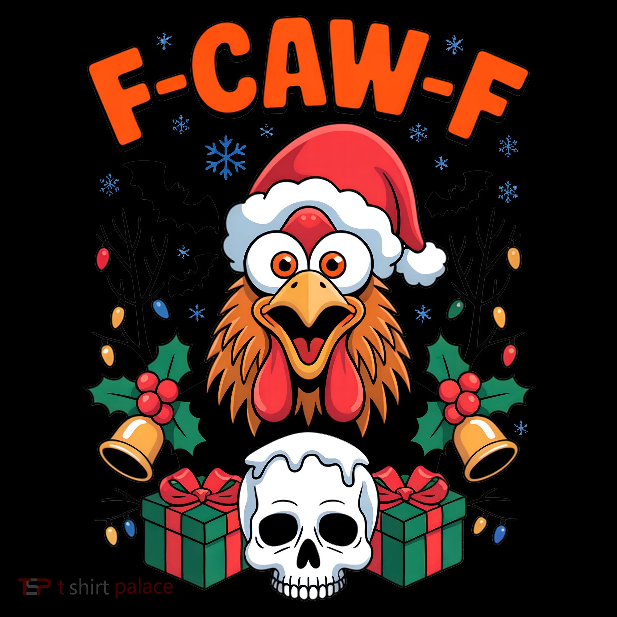 Merry Christmas F-Caw-F Chicken Spooky Skull Coffee Mug