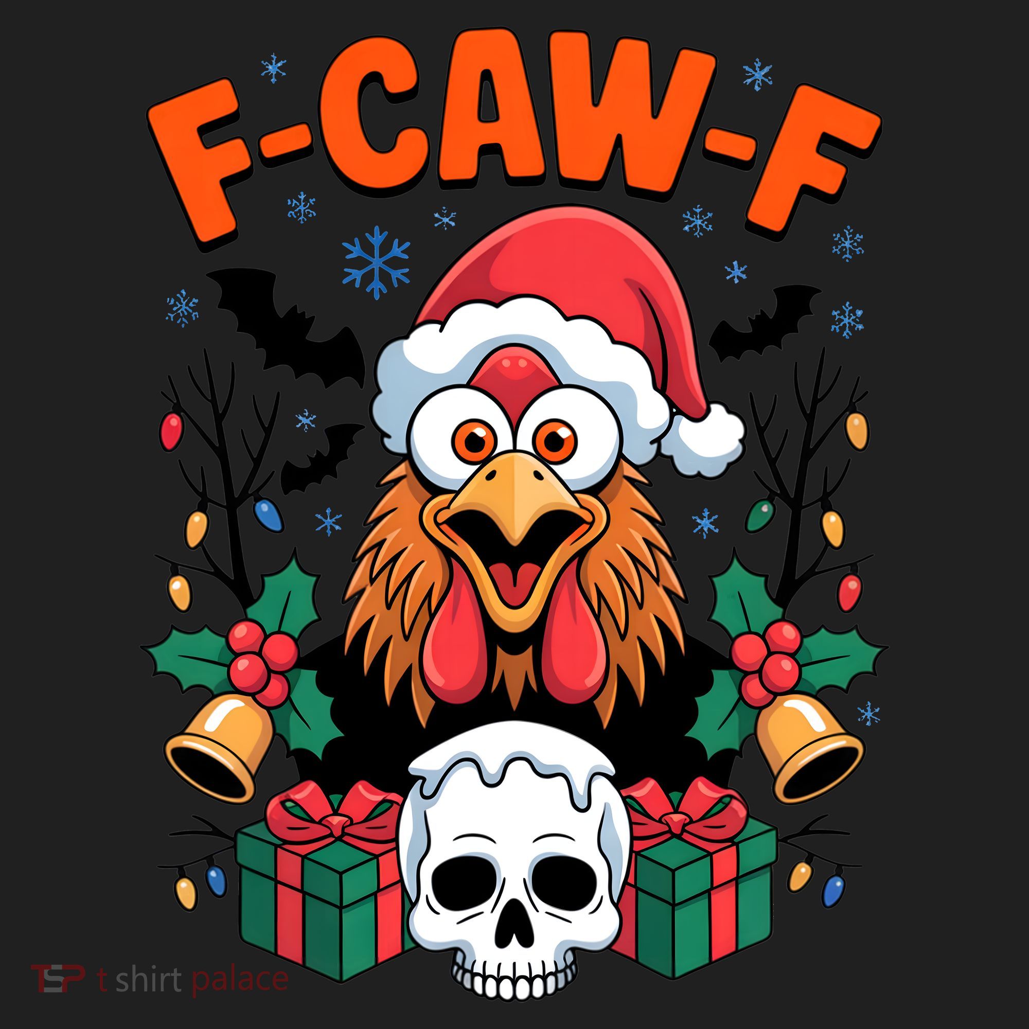 Merry Christmas F-Caw-F Chicken Spooky Skull Tumbler