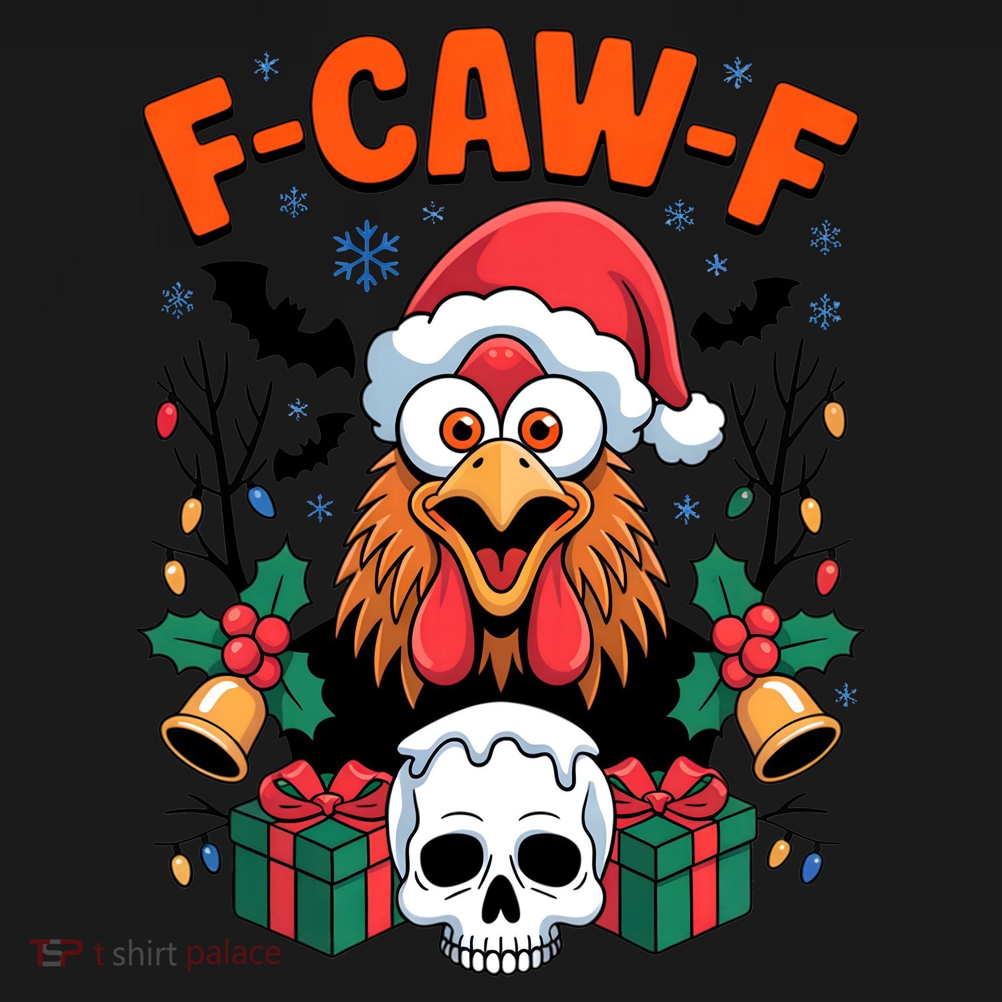 Merry Christmas F-Caw-F Chicken Spooky Skull Mousepad