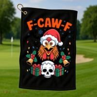 Merry Christmas F-Caw-F Chicken Spooky Skull Golf Towel thumb 1
