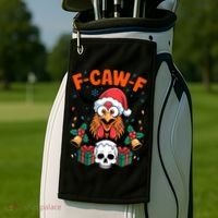 Merry Christmas F-Caw-F Chicken Spooky Skull Golf Towel thumb 2