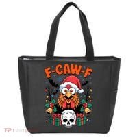 Merry Christmas F-Caw-F Chicken Spooky Skull Tote Bag thumb 0