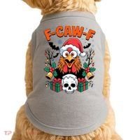 Merry Christmas F-Caw-F Chicken Spooky Skull Doggie Tank thumb 0