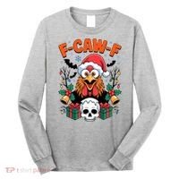 Merry Christmas F-Caw-F Chicken Spooky Skull Long Sleeve Shirt thumb 0